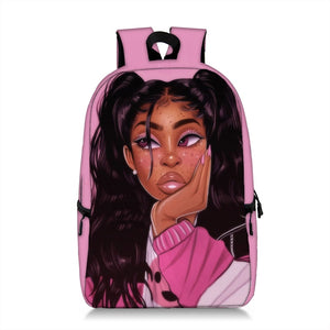 Cute Melanin Girl Print Backpacks