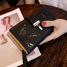Load image into Gallery viewer, Women Gold Hollow Leaves PU Leather Wallet