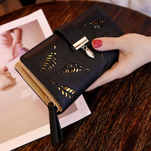 Load image into Gallery viewer, Women Gold Hollow Leaves PU Leather Wallet