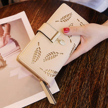 Load image into Gallery viewer, Women Gold Hollow Leaves PU Leather Wallet