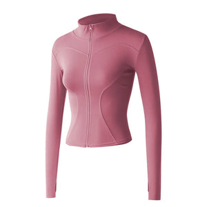Women's Slim Fit Lightweight Full Zip-up  Jacket with Thumb Holes