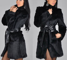 Load image into Gallery viewer, Women&#39;s Autumn and Winter Fox Fur Faux Mink Leather Mid Length Coat