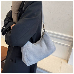 Korean Style Fashion Popular Furry Chic Bag Women's, Autumn and Winter Plush Shoulder Bag