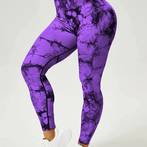 Seamless Tie Dye Scrunch Yoga Leggings For Women, High Waist and Tummy Control