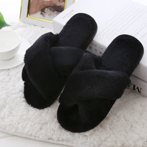 Women Home Slippers with Faux Fur