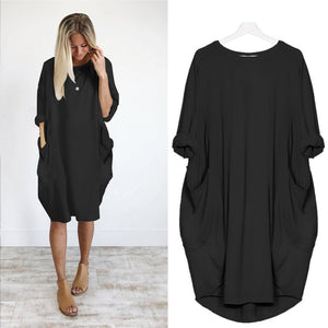 Women Casual Loose Dress with Pocket