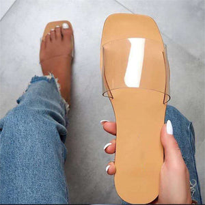 Women Flat Heel Leather Slippers