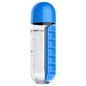 600Ml Water Bottle with Pillbox For Medicine , 7 Days Drug Organizer Drinking Container