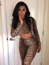 Load image into Gallery viewer, Seamless Fitness Leopard Print Tracksuits 2 Piece Set Women Long Sleeve Skinny Top+High Waist Leggings Workout Outfits