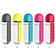 Load image into Gallery viewer, 600Ml Water Bottle with Pillbox For Medicine , 7 Days Drug Organizer Drinking Container