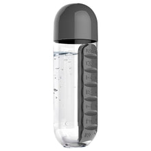Load image into Gallery viewer, 600Ml Water Bottle with Pillbox For Medicine , 7 Days Drug Organizer Drinking Container
