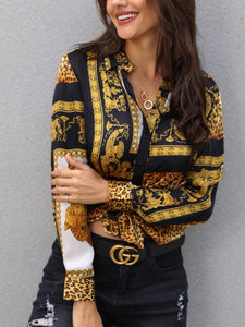Elegant Loose Leopard Print Women Blouse