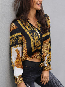 Elegant Loose Leopard Print Women Blouse
