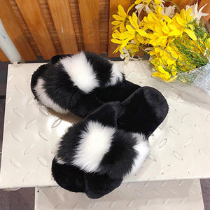 2020 Comfortable Faux Fur Cross Slippers