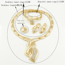 Load image into Gallery viewer, Fashion African Dubai Gold Jewelry Nigerian Crystal Necklace Hoop Earrings Women Italian Bridal Jewelry Sets Wedding Accessories