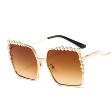 Load image into Gallery viewer, Women Square Luxury Sunglasses W/ Pearl Frame