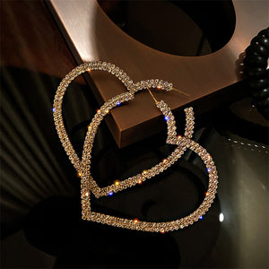 Oversized Fashion Crystal Heart Earrings