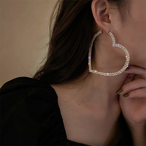 Oversized Fashion Crystal Heart Earrings