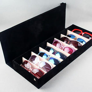 High Quality Suede, Glasses Storage Case With 8 Slot Grid