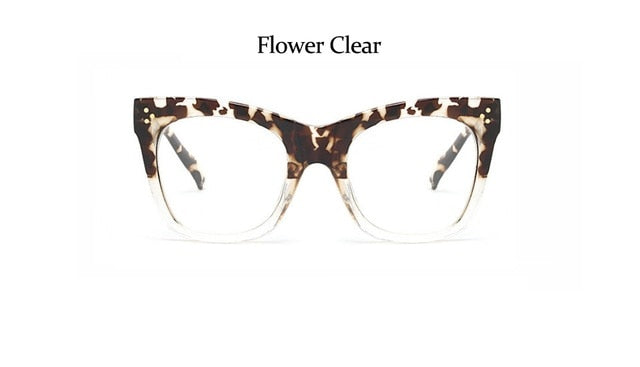 Fashion Leopard Frame Transparent Eyeglasses