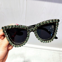Load image into Gallery viewer, Black Crystal Sunglasses Women Cat-Eye Style