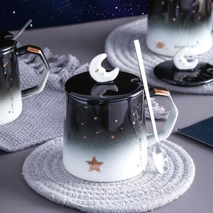 Special Ceramic Star Mug with Lid & Spoon