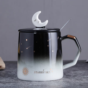 Special Ceramic Star Mug with Lid & Spoon
