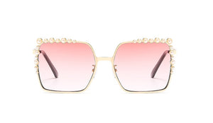 Women Square Luxury Sunglasses W/ Pearl Frame