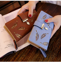 Load image into Gallery viewer, Women Gold Hollow Leaves PU Leather Wallet