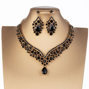Fashion Crystal AB Necklace Earrings Set with Rhinestone For Bridal Events, Wedding Parties!