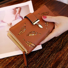 Load image into Gallery viewer, Women Gold Hollow Leaves PU Leather Wallet