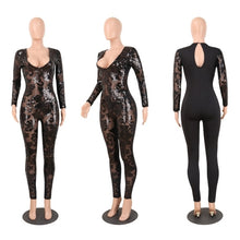 Load image into Gallery viewer, See-Through Black Sequin Women Jumpsuit