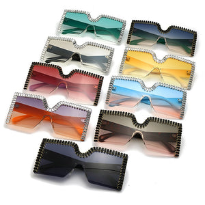 Oversized Square Crystal Frame Sunglasses