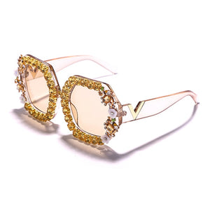 New Round Diamond Design Frame Sunglasses, UV400