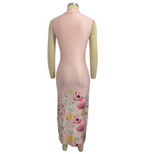 Load image into Gallery viewer, Fashion High Neck Asymmetrical Sleeveless, Floral Print Dress