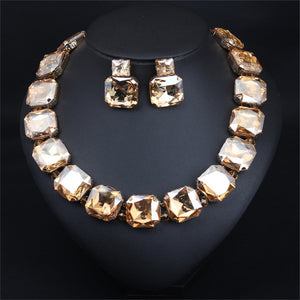 Bohemian Geometric Luxury Statement Bridal Crystal Jewelry Set
