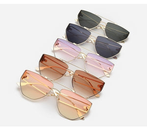 Unique Irregular Hollow Square Sunglasses For Women Luxury Brand Double Bridge Black Brown Sun Glasses Female Uv400 Shades Men