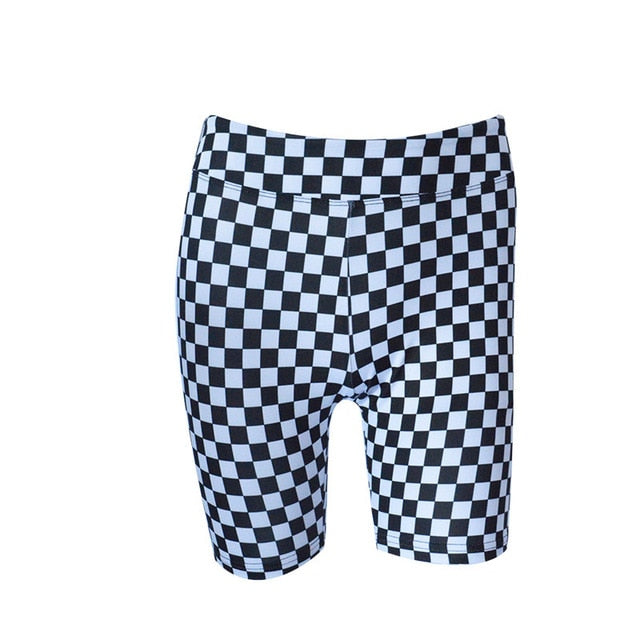Women's Checkerboard Biker Shorts